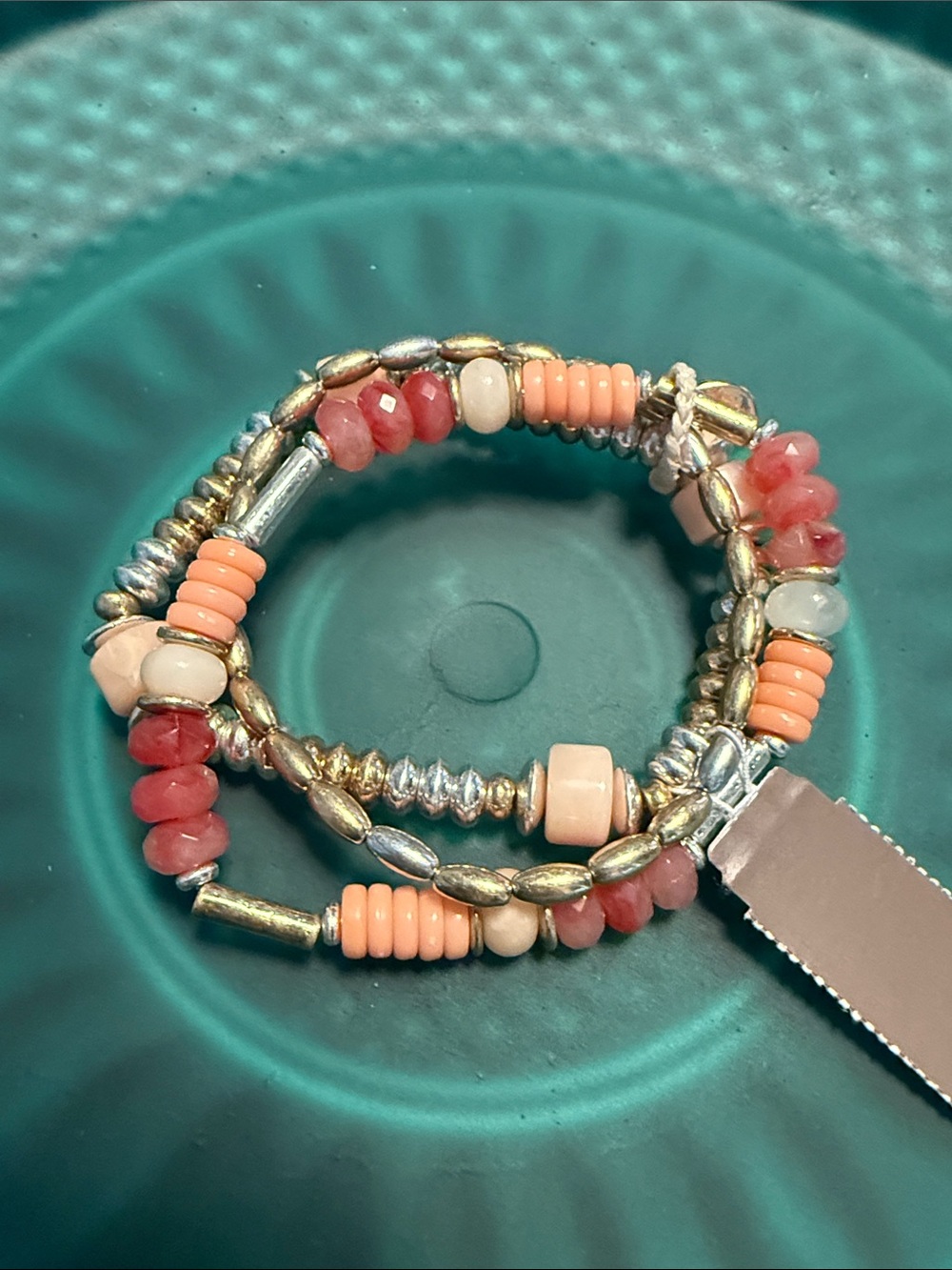 J.Jill Stackable Coral and Gold Beaded Bracelet
